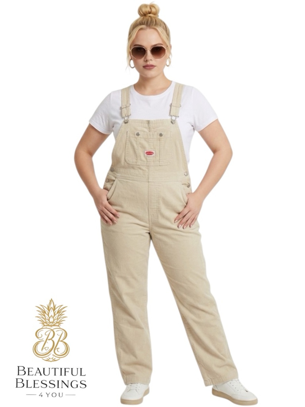 Vintage Y2K Revolt  Beige/Tan/khaki  Women’s Overalls 100% Cotton Size Medium